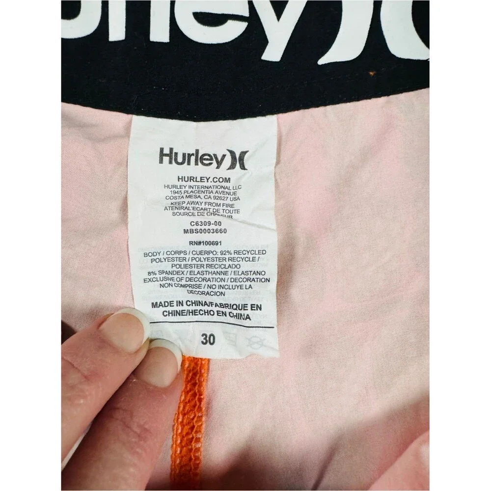 Hurley Phantom Pineapple Board Shorts Mens 30 Neon Orange Surf Swim Trunks Beach